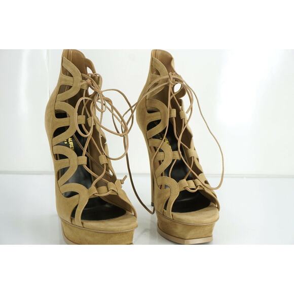 Saint Laurent Suede Tribute Cut Out Platform Caged Sandals Size 40 10 Strap New - Picture 4 of 11